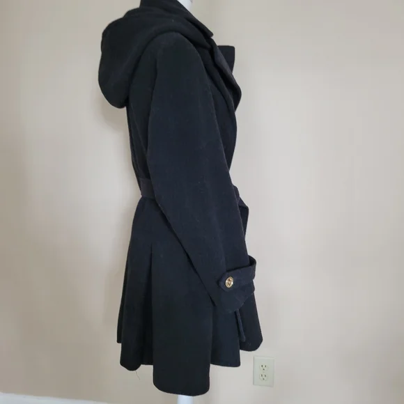 Michael Kors Womens Charcoal Gray Wool Blend Trench Coat Sz 16W - Picture 6 of 13